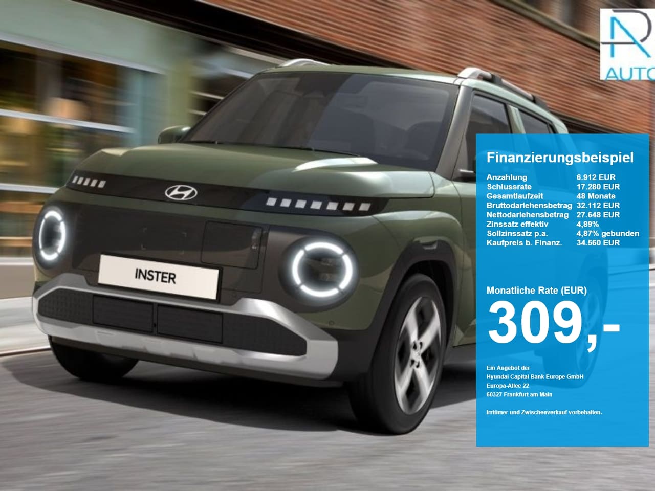 Hyundai INSTER EV (MY26) 49 kWh (115 PS) 2WD Prime Glas-Schiebedach. Technik-Paket